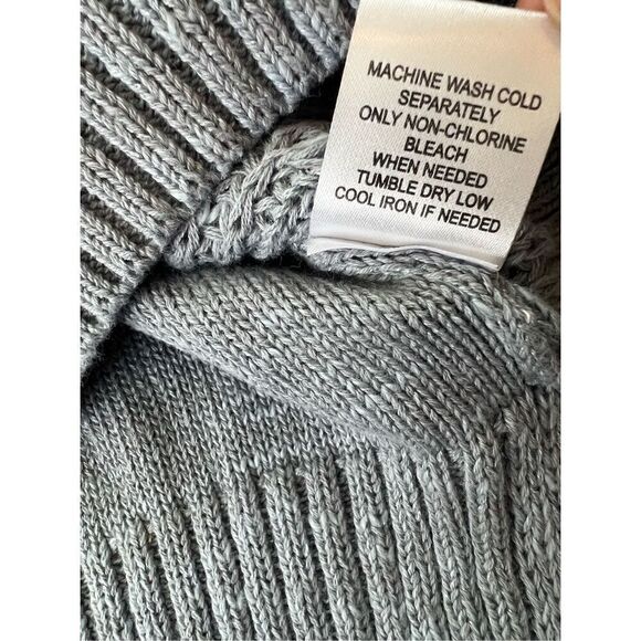 NWT Weatherproof Vintage Slub Pointelle Knit Mock Neck Sweater Dusty Blue Medium - Picture 7 of 10